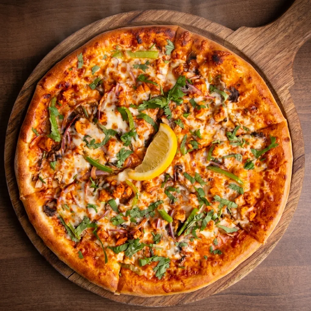 Butter Chicken Pizza at Next Level Pizza Medicine Hat – signature fusion dish